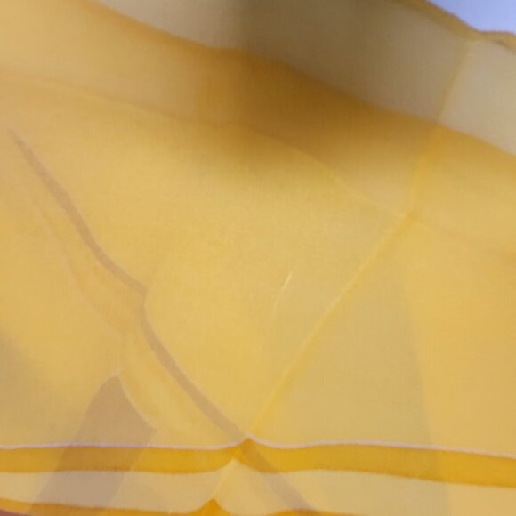 Yellow Rectangular Silk Chiffon Scarf with triangular striped print - NEW - Picture 4 of 6